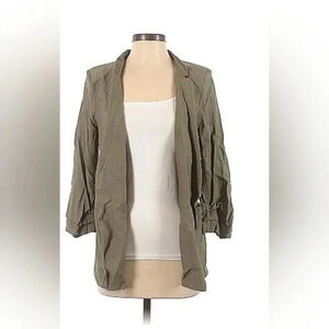 DKNY Size Small Open Front‎ Cardigan Jacket 3/4 sleeves Olive Green